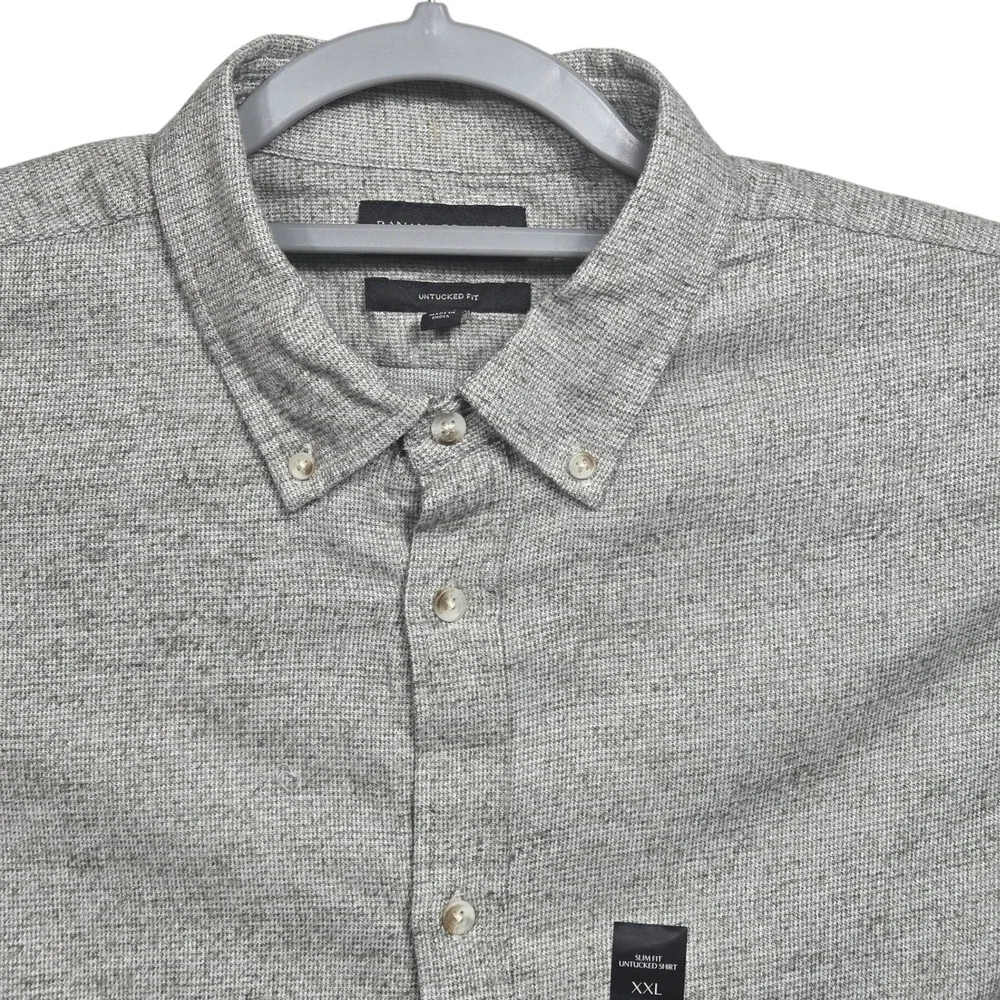 Banana Republic Mens XXL Slim Fit Untucked Fit Classicu‎ Quiet Luxury Grey NWT